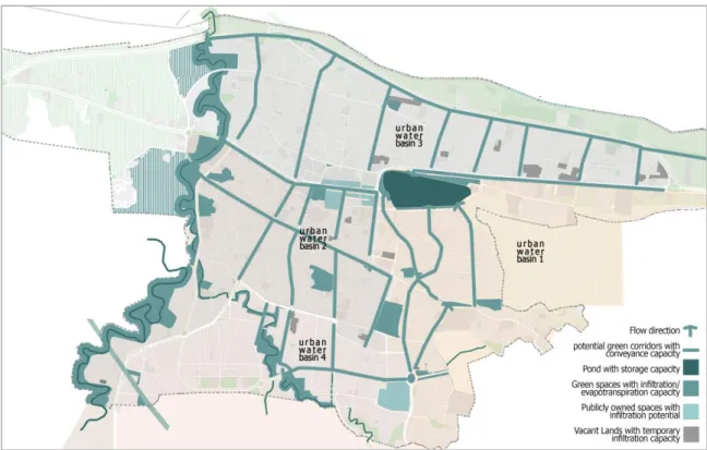 Fig. 7 A scheme of the network of water sensitive public spaces of Lahijan 
