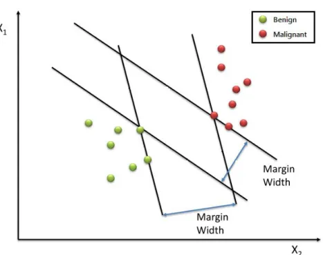 Figure 7. Drawing lines on the closest instances of each class to the other class 