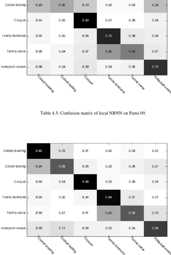 Table 4.6: Confusion matrix of context-aware local NBNN on Pami-09. 