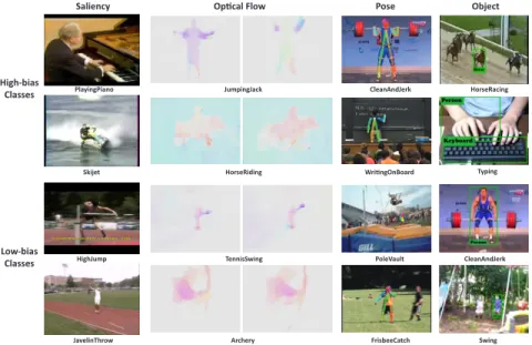 Figure 1.1: Representation bias illustrated by the frames of UCF101 classes. The features from these frames are given as inputs to the classifier