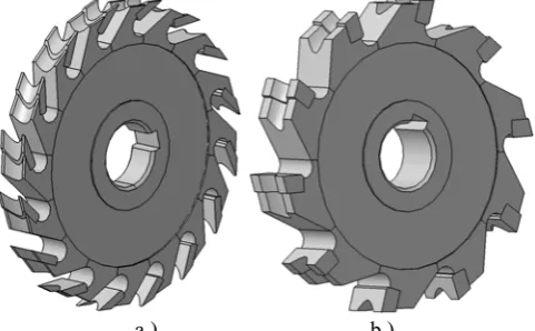 Fig. 3. Rendering of a special milling cutter designed for a.) leather industries b.) metal cutting industries 