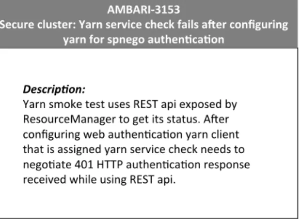 Fig. 1. Ambari-3153 is a bug report mislabelled as non-security.
