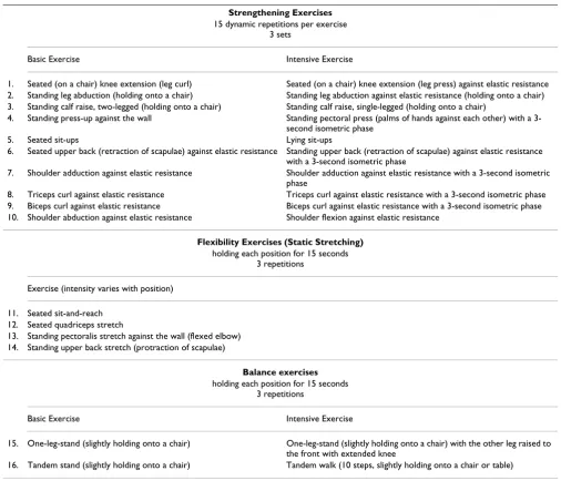 Table 1: Overview of home-based exercises. 