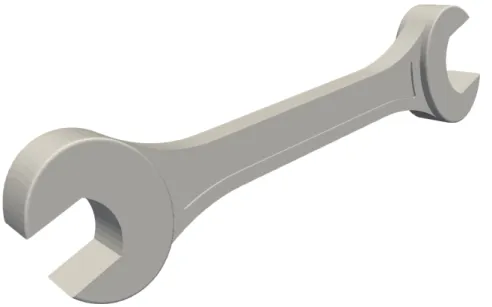 Fig. 5 In our large-scale real world example, we solve an elliptic problem on the tensor product of the three-dimensional geometry of a spanner