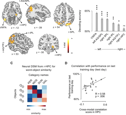 Figure 2.4 - A temporo-parietal network supporting the emergence of semantic representations and the role of the right Hippocampus