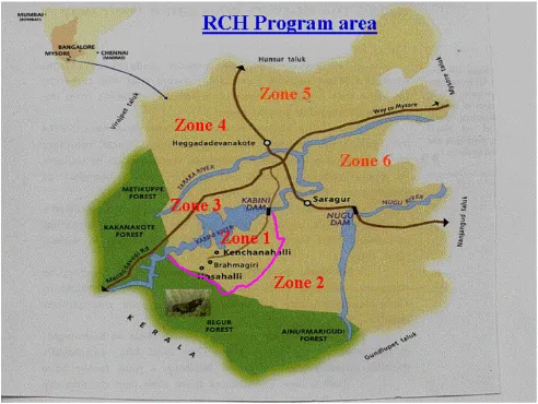 Figure 2The reproductive and child health program area in the southern part of KarnatakaThe reproductive and child health program area in the southern part of Karnataka