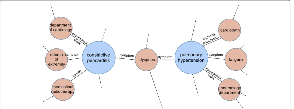 Fig. 2 An illustrative example of two disease entities and some of their attributes in a knowledge graph