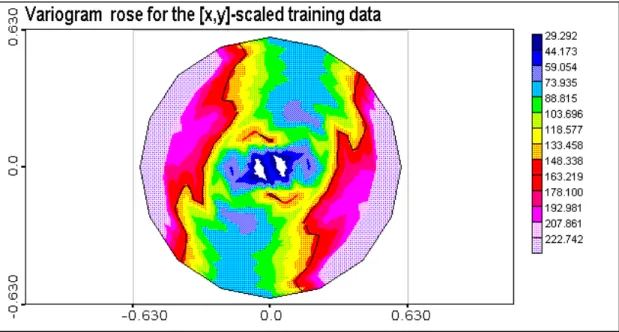 Figure 3.3. Experimental variogram rose for the training data.