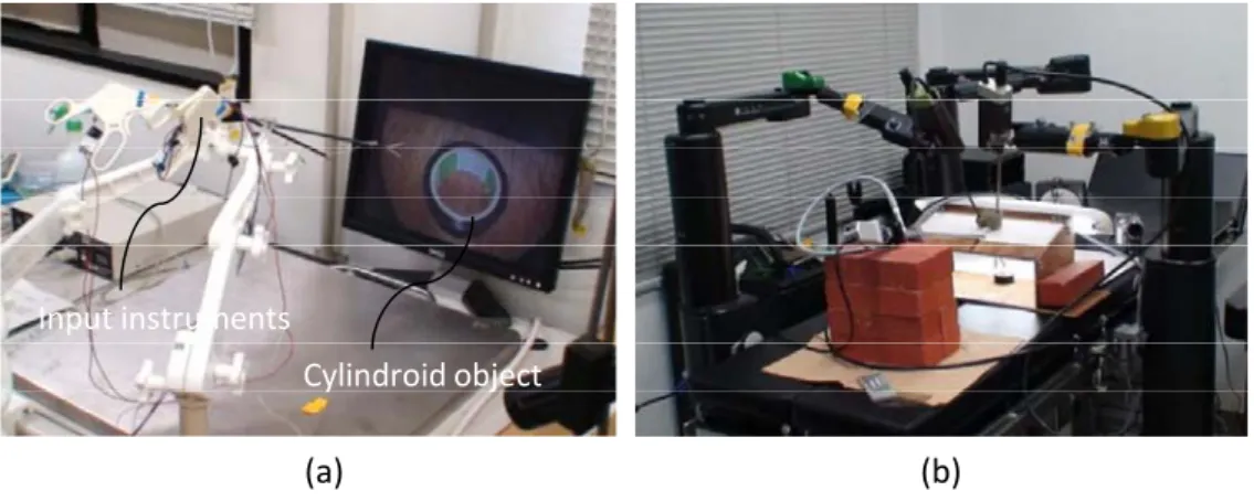Fig. 6 Physical experiment setup. (a) The master side. (b) The slave side. 