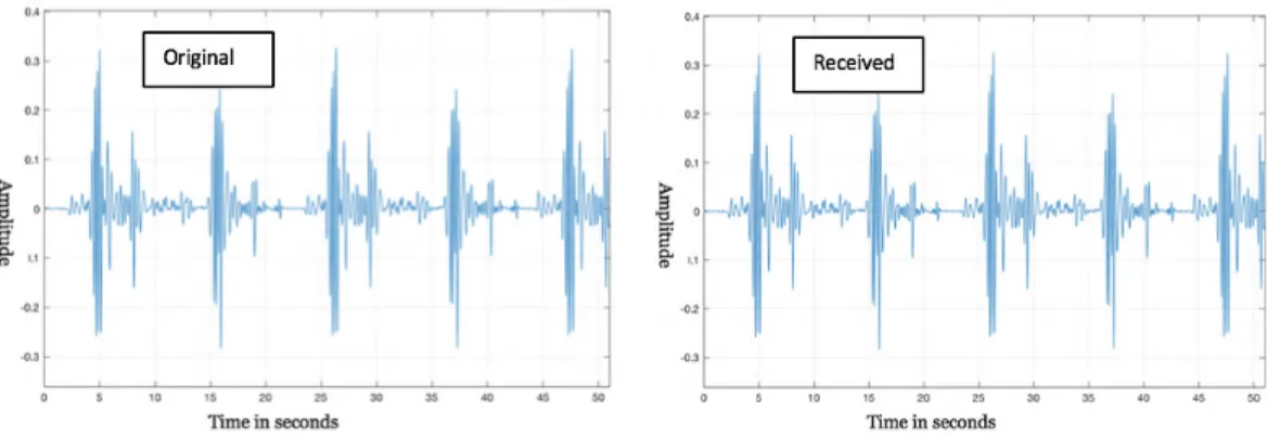 Figure 2.  Original and received signal at the wrist 