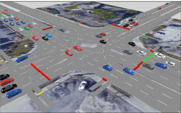 Figure 3: VISSIM simulation model for Sand Lake Rd &amp; I-Drive 