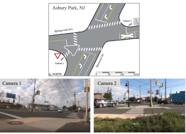 Figure 10. Intersection of Memorial Drive and Springwood Avenue and Camera Views in  Asbury Park, NJ 