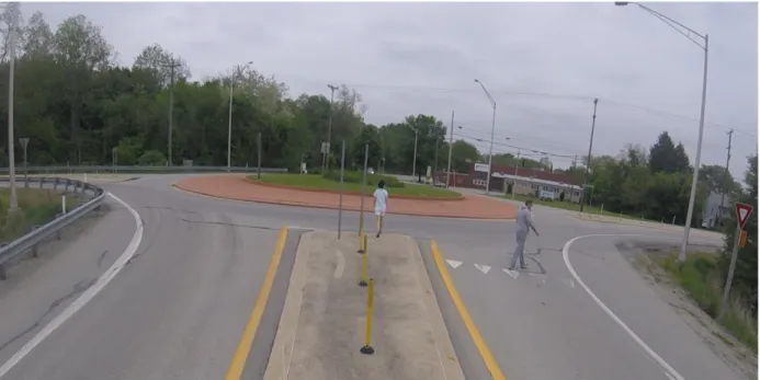 Figure 3.1: Still from Video of Roundabout Pedestrian Simulation 