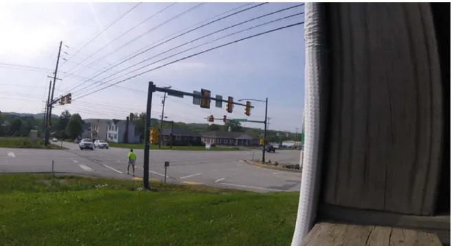Figure 3.2: Still from Video of Signalized Intersection Pedestrian Simulation 