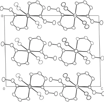 Figure 2Packing of the title complex, viewed along the b axis. Ellipsoid outlines at 30% probability