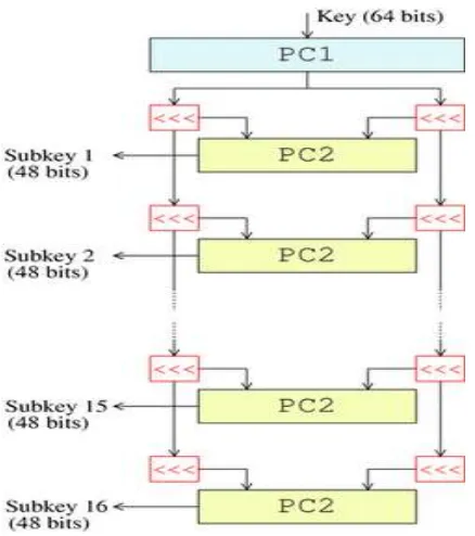 Fig 3:  Key schedule of DES  