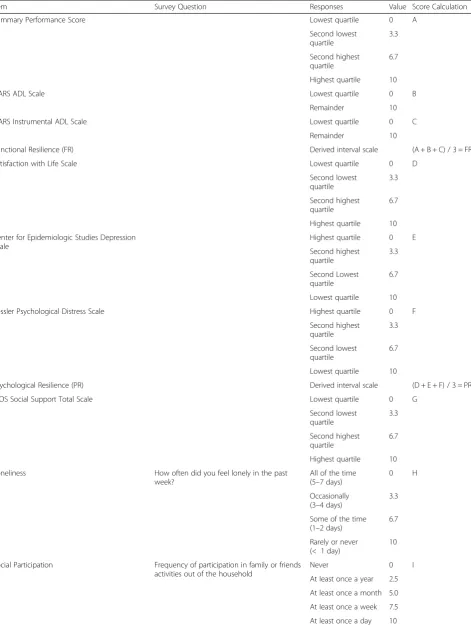 Table 1 Total Resilience Scale Items, Values and Calculation