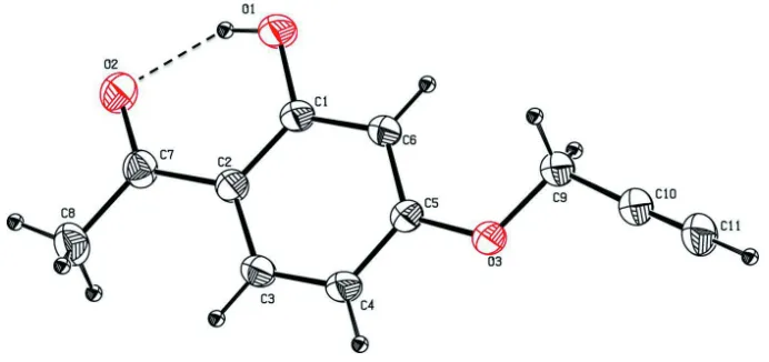 Figure 1The molecular structure of the title molecule, with atom labelling. Displacement ellipsoids are drawn at the 30% 