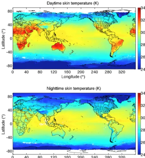 Figure 2. Average surface skin temperature from NOAA-19AVHRR, October 2013.