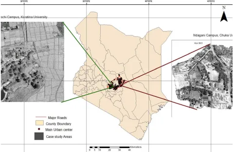 Figure 1. Location of the case study campuses. 