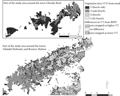 Table 2. Error matrix for the classification of plots into vegetation tiers determined by the model and vegetation tiers determined by a field survey