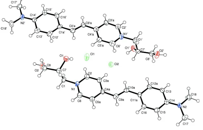 Figure 1Labelling of the major(a) conformer cations and anions of the title compound, with 50% thermal ellipsoids (Farrugia, 