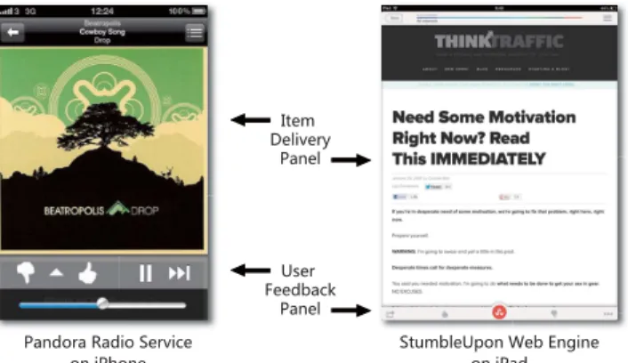 Figure 1: Interactive Recommendation: a ‘chicken- ‘chicken-or-the-egg’ problem. Recommendation requires feedback, whereas the feedback is only on the  rec-ommended items
