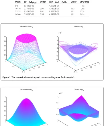 Figure 1 The numerical control uh and corresponding error for Example 1.