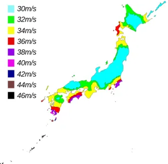 Figure 1   Map of datum wind speed 30m/s 32m/s 34m/s 36m/s 38m/s 40m/s 42m/s 44m/s 46m/s 