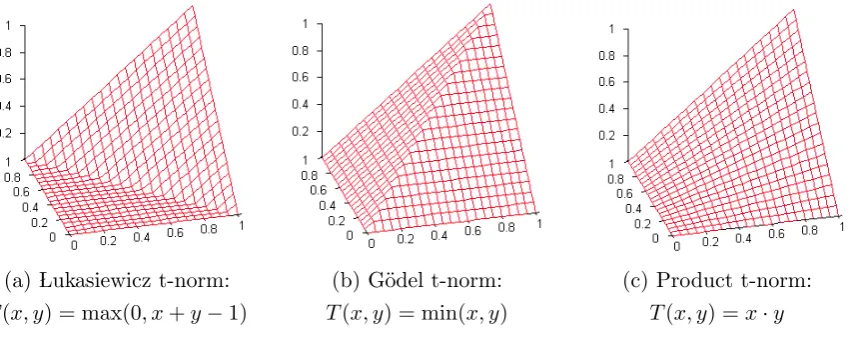 Figure 6.1: Examples of the main Fuzzy Logic t-norms.