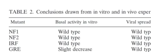 FIG. 5. Proviral loads in sheep infected with BLV mutant proviruses. The wild-type (pBLV-WT) provirus and each recombinant (pBLV-�by 10-fold dilutions (10bp, pBLV-NF2, pBLV-GRE, pBLV-CRE3x, pBLV-Ebox, and pBLV-IRF) provirus was injected into two different 