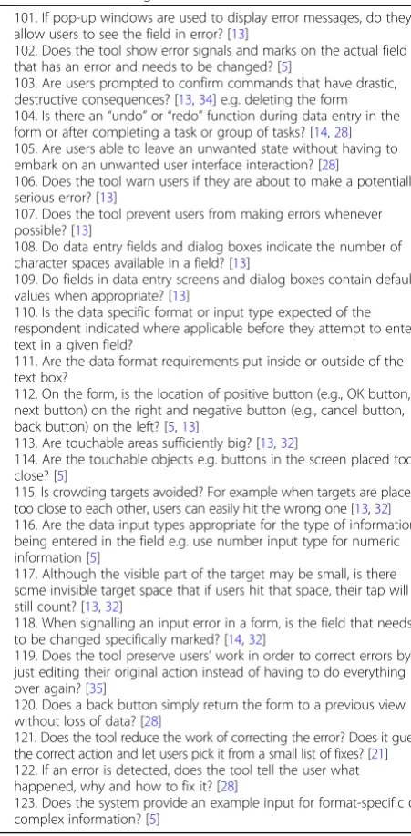 Table 5 Error handling