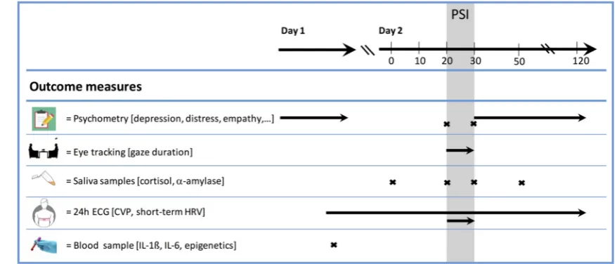 Figure 2 Assessments. CVP, circadian variation pattern; HRV, heart rate variability, IL, interleukin; PSI, positive social interaction.