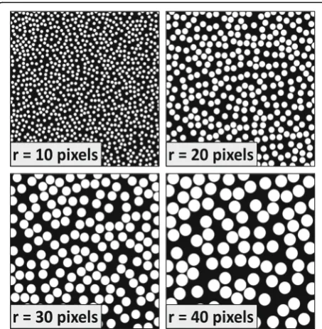 Fig. 2 Samples of Computer-generated Images. Ten sets of 10 fieldsof randomly-placed, uniform-radius circles were measured