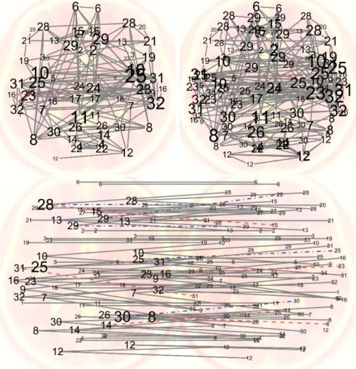 Figure 5: fMRI data. Fused msJGL within scale (top row) and between scale (bottom row) graphs
