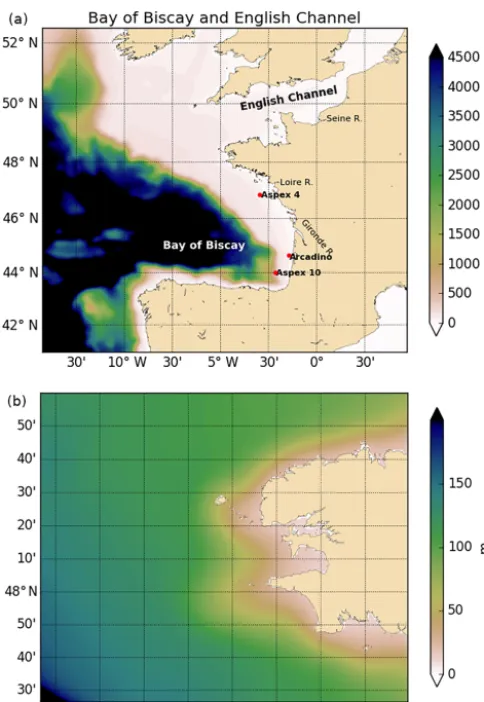 Figure 1. Bathymetry of the modelled regionspond to the mooring sites used for model validation
