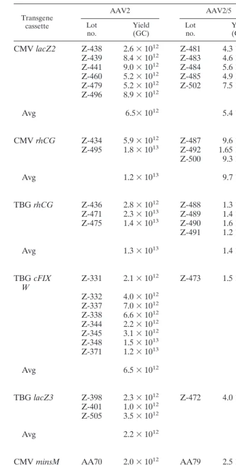 TABLE 1. Yields of AAV2 and AAV2/5a