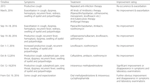 Table 1 Summary of the patient’s symptoms, applied treatment and improvement rating