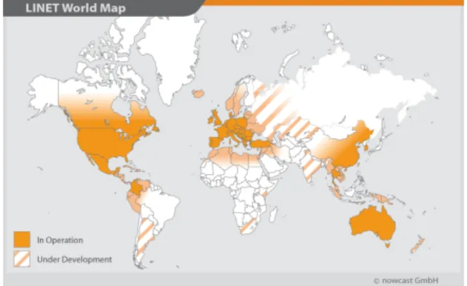 Figure 2.2: World wide distribution of LINET measurements (source: https://www.