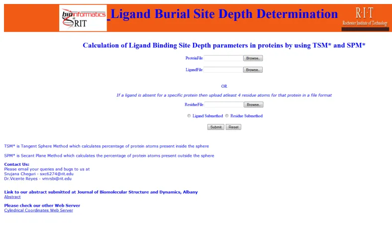 Figure   6:   Home   page   of   "Ligand   Burial   Site   Depth   Determination"   web   server 