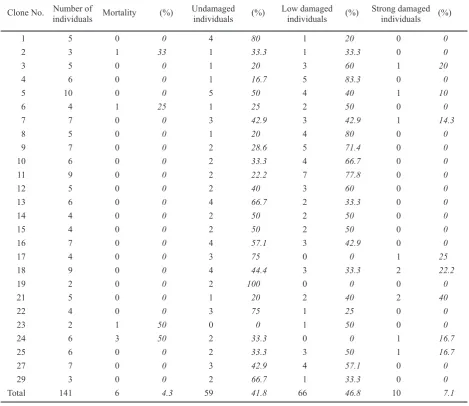 Table 5. Damage by aphids in reserve clone archives