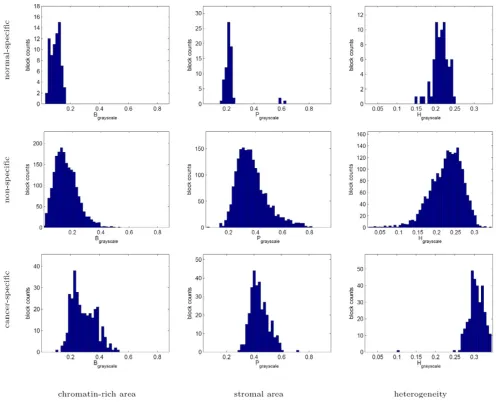 Figure 9segmentationTexture profiles of the normal-specific, cancer-specific, and non-specific tissue block clusters as measured using grayscale tissue Texture profiles of the normal-specific, cancer-specific, and non-specific tissue block clusters as meas
