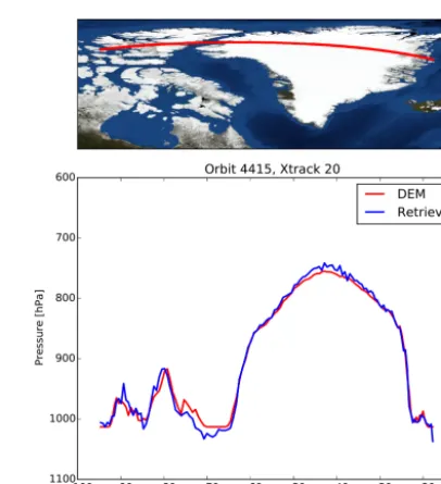 Figure 8. Difference in the effective cloud pressure (old DEM minus new DEM) for effective cloud fractions exceeding 0.1 over Europe for14 May 2005