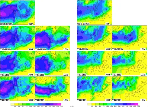 Fig. 5. Precipitation as estimated for the truth (GPCP; Huffman et al., 1996) and simulated by the models