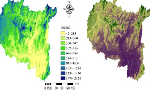 Figure 2. The DEM and three-dimensional topographical map of the LKRB.