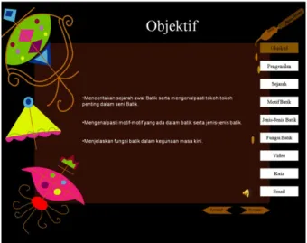 Figure 3: Screen of Learning Objectives 