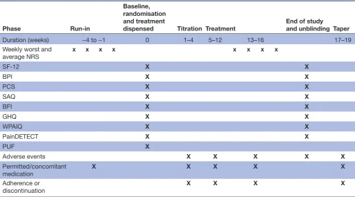 Table 2 Schedule of outcome assessments for GaPP2