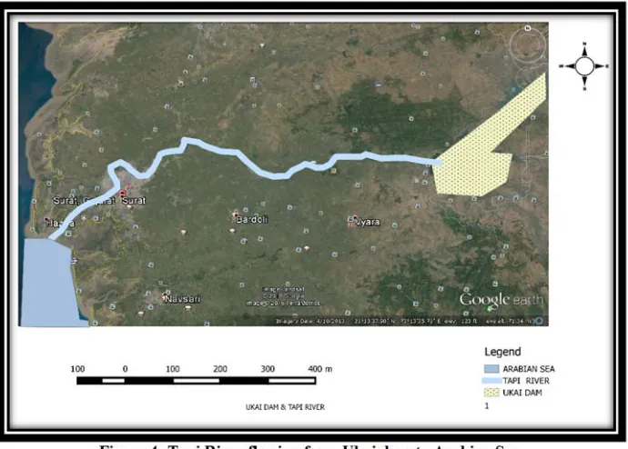Figure 4 -Tapi River flowing from Ukai dam to Arabian Sea. 
