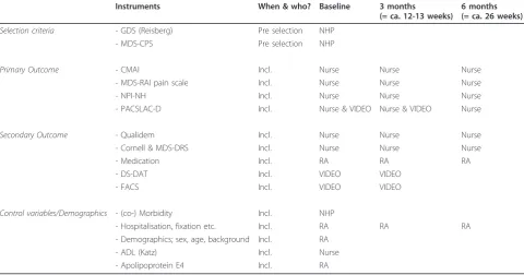 Table 1 Instruments and the different assessment points