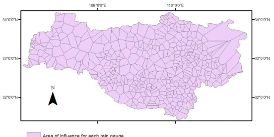 Figure 5.3: Area of influence using Thiessen polygons